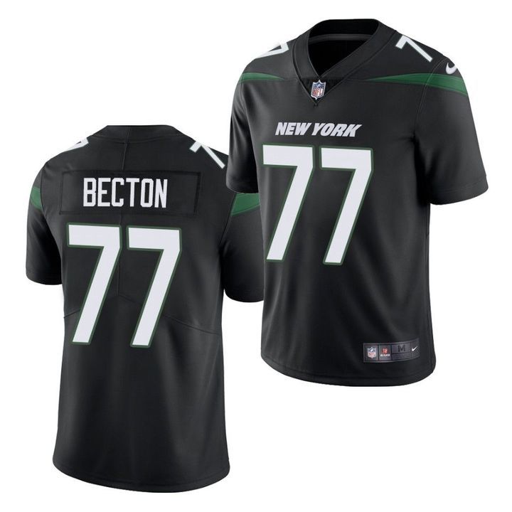 Men New York Jets #77 Mekhi Becton Nike Black Vapor Limited NFL Jersey